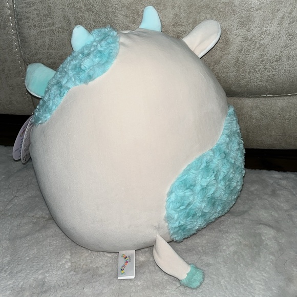 ON HOLD 🐮 Squishmallows Clint the Easter Cow FTM 12” Light Blue Rosette Fuzz NWT - Picture 5 of 5